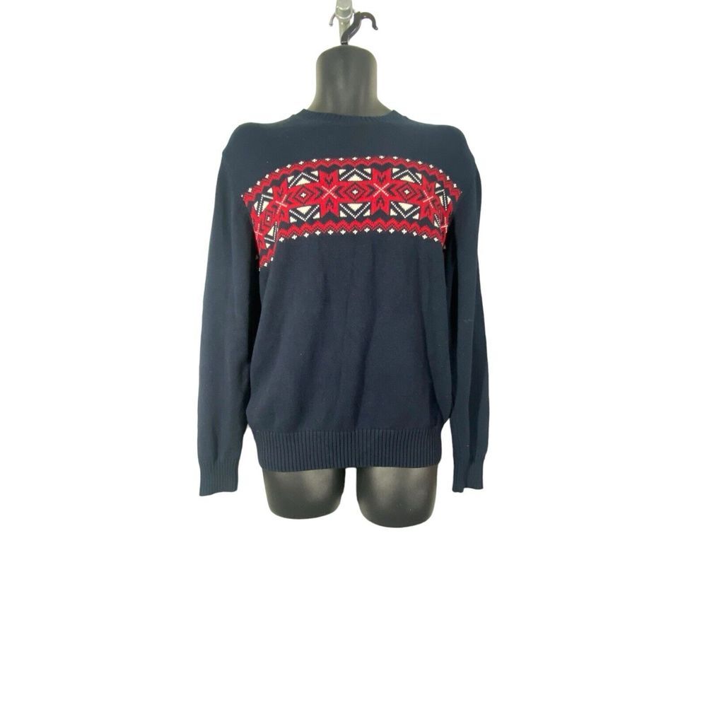 Weatherproof Vintage Mens Fair Isle Mesh Crew Neck‎ Sweater Holiday Size S